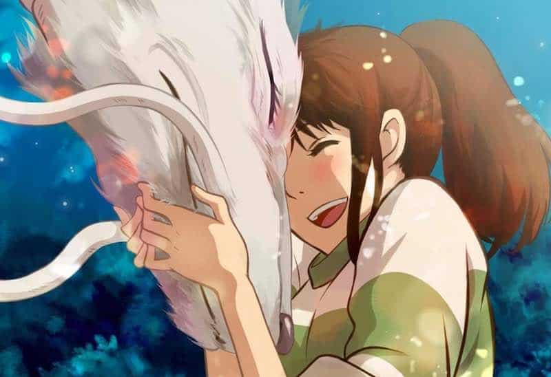 Chihiro and the Dragon in Spirited Away