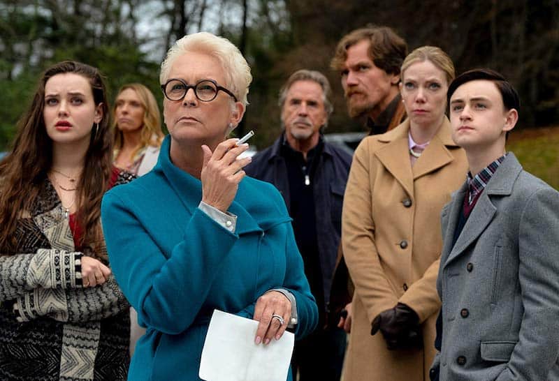Jamie Lee Curtis, Don Johnson, Toni Collette, Michael Shannon, Riki Lindhome, Jaeden Martell, and Katherine Langford in Knives Out