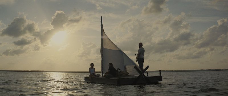 Dakota Johnson, Shia LaBeouf, and Zack Gottsagen in The Peanut Butter Falcon