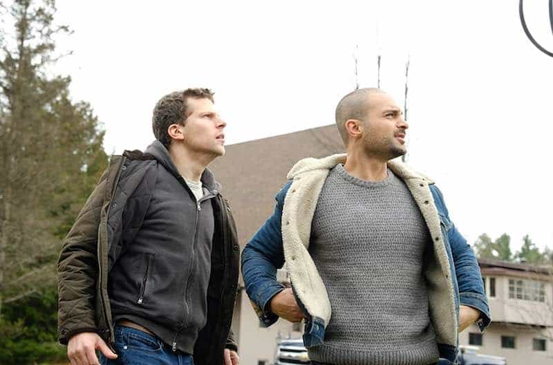 Jesse Eisenberg and Michael Mando in The Hummingbird Project