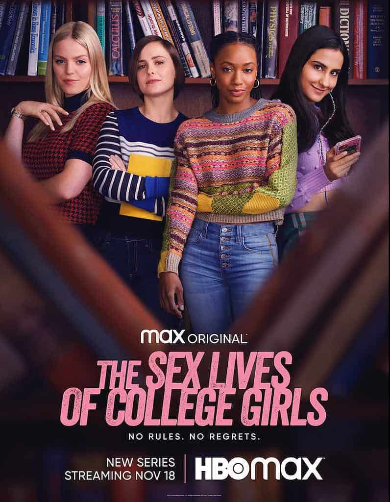 Reneé Rapp, Alyah Chanelle Scott, Amrit Kaur, and Pauline Chalamet in The Sex Lives of College Girls