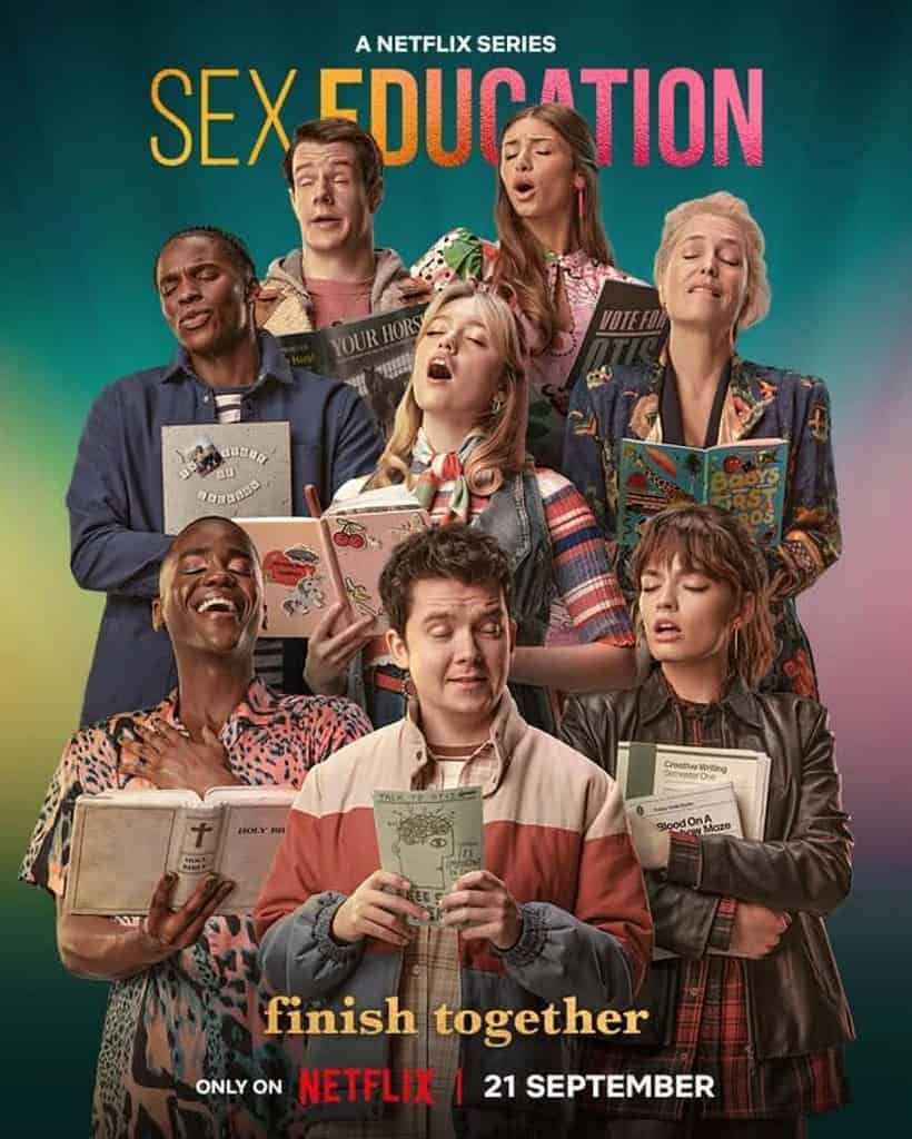 The season 4 poster shows various cast members having an orgasm. The items each of them hold are significant