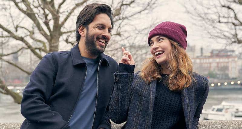 Shazad Latif and Lily James in What's Love Got to Do with It?
