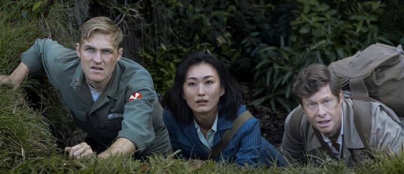 Wyatt Russell, Anders Holm, and Mari Yamamoto in Monarch: Legacy of Monsters
