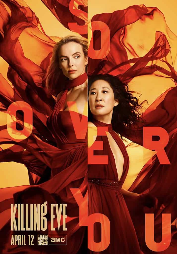 The Killing Eve poster with Jodie Comer and Sandra Oh.