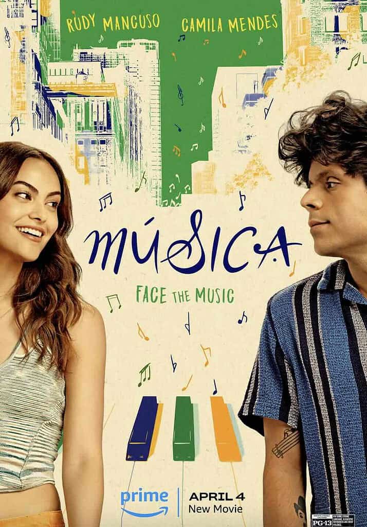 The poster for Musica with Rudy Mancuso and Camila Mendes 
