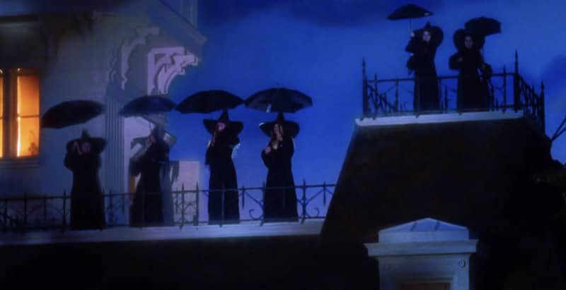 Witches on a rooftop in Practical Magic