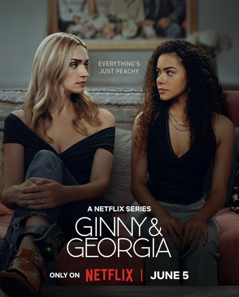 Brianne Howey and Antonia Gentry on the poster for Ginny & Georgia