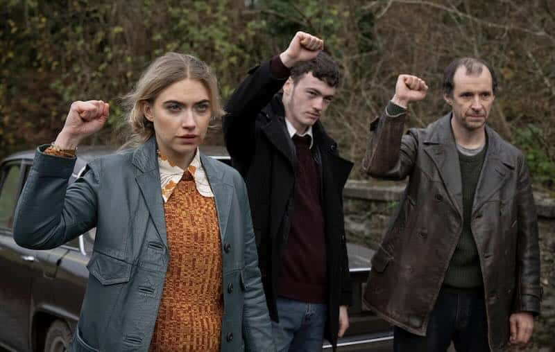 Lewis Brophy, Imogen Poots, and Tom Vaughan-Lawlor in Rose's War