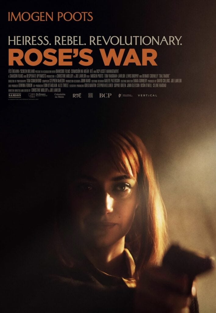Imogen Poots on the poster for Rose's War. the tagline is Heiress. Rebel. Revolutionary